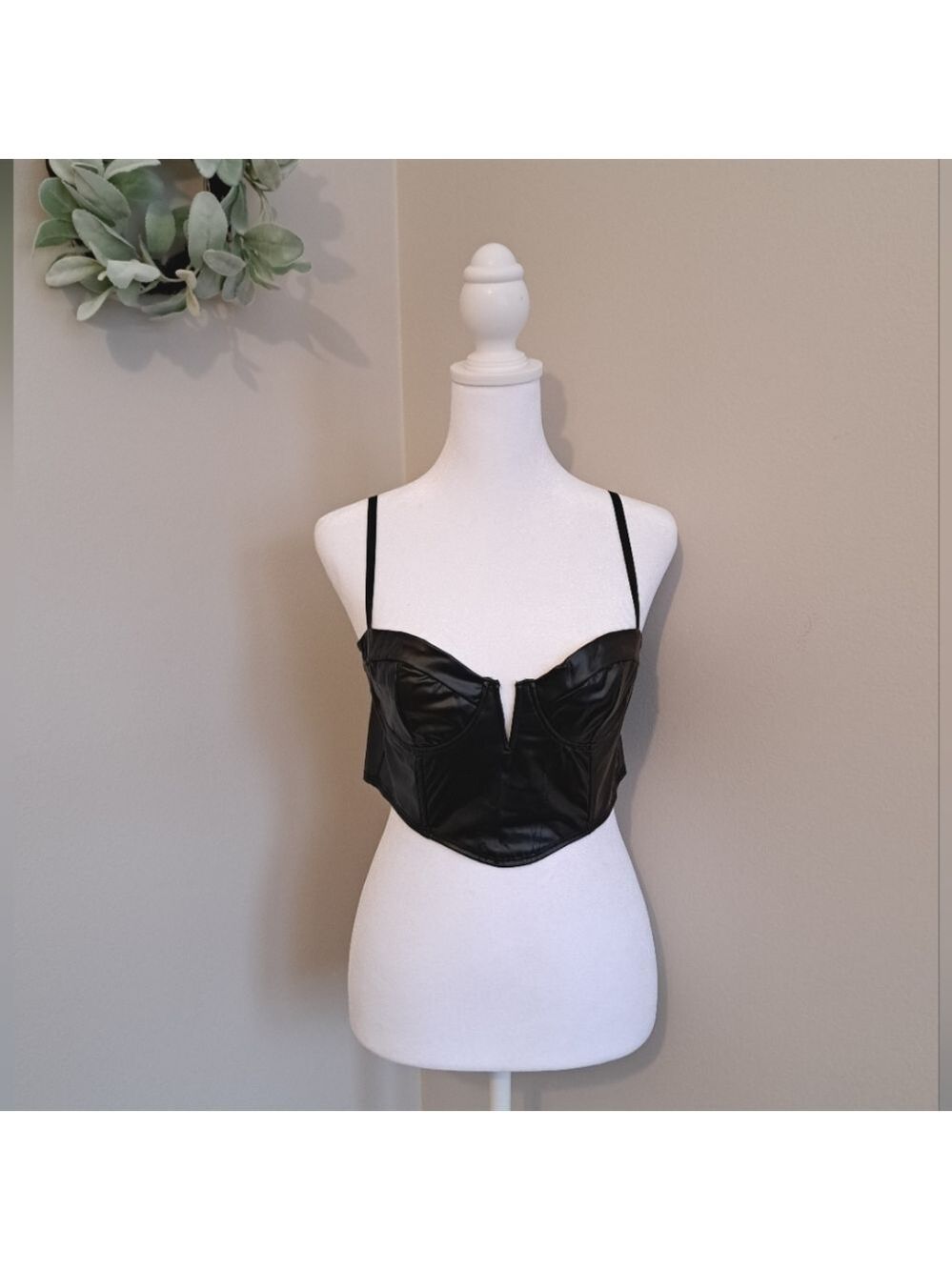 BLACK Faux Leather Corset Bra Size Small